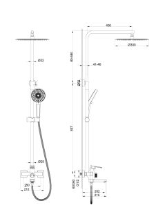 Душевая стойка Wonzon & Woghand Frame WW-88739010-BGM тёмный графит